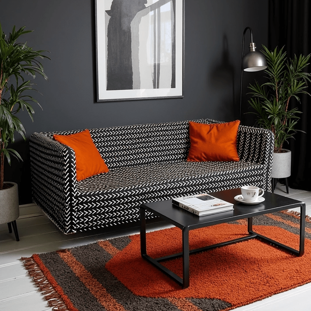 Rockin Cushions IKEA Knopparp Sofa Black Boho Mudcloth Arrow Print Slip Cover, Compatible with IKEA KNOPPARP